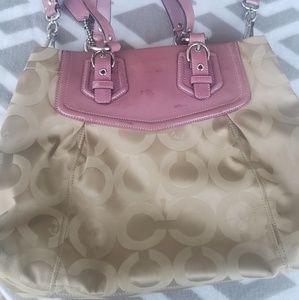 Coach pink and tan bag